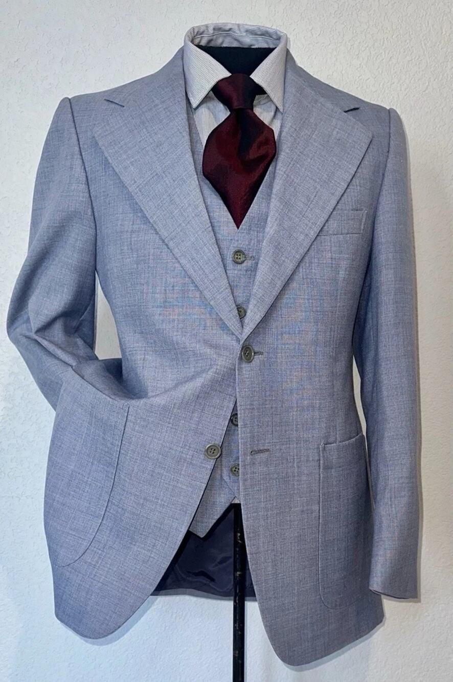 Vintage Yves Saint Laurent 3 Piece Wool Suit Made in France Mens 38R 32x31 Grey